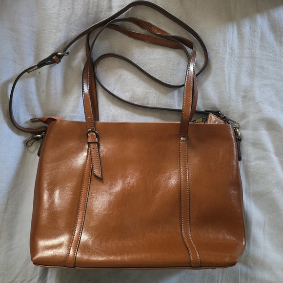 Brown Leather Purse with Wristlet - Picture 3 of 3
